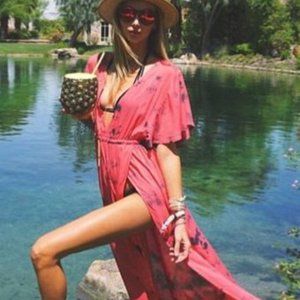 Amuse Society Coral Tie Dye Maxi Dress Next Level